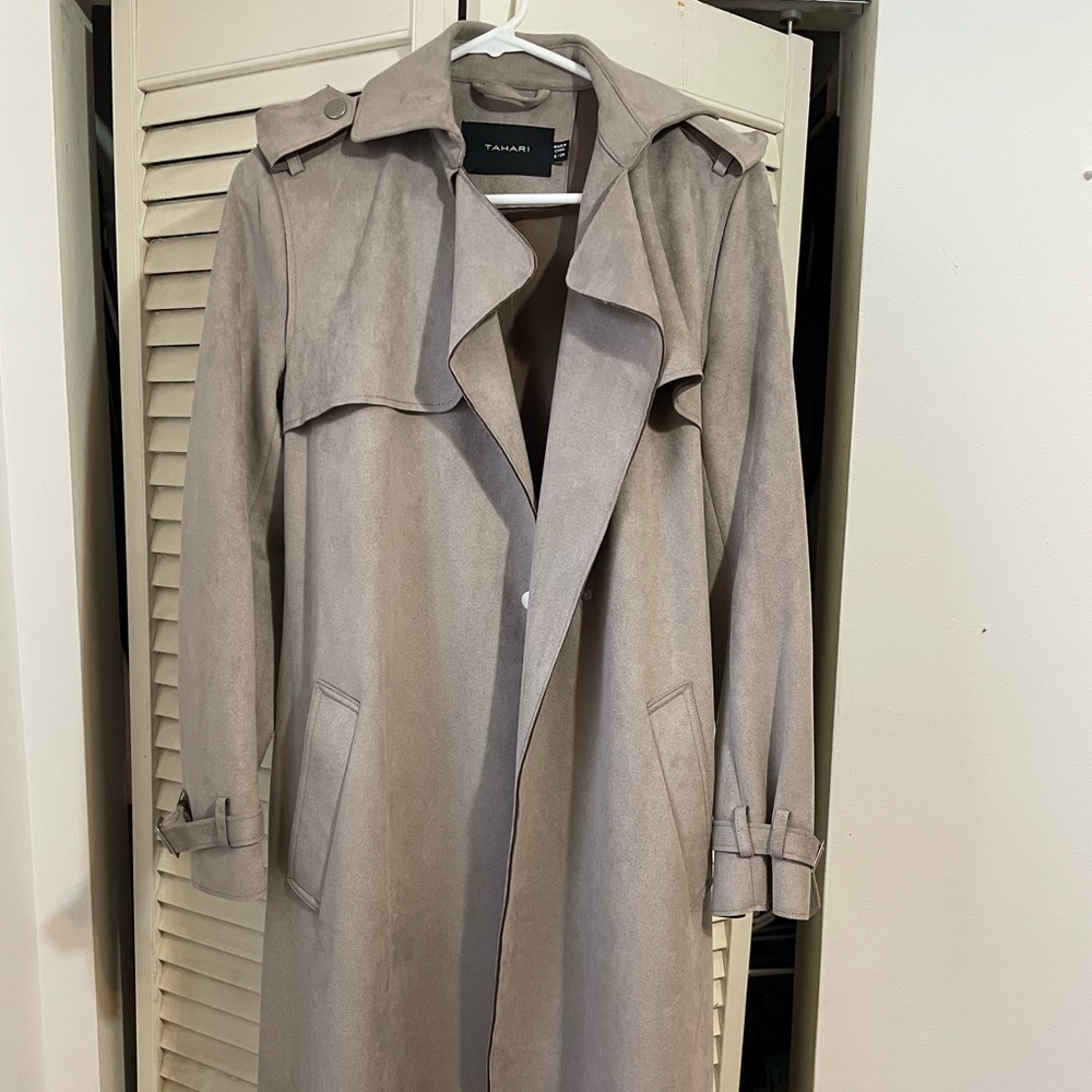Tahari Vegan Suede Trench Coat